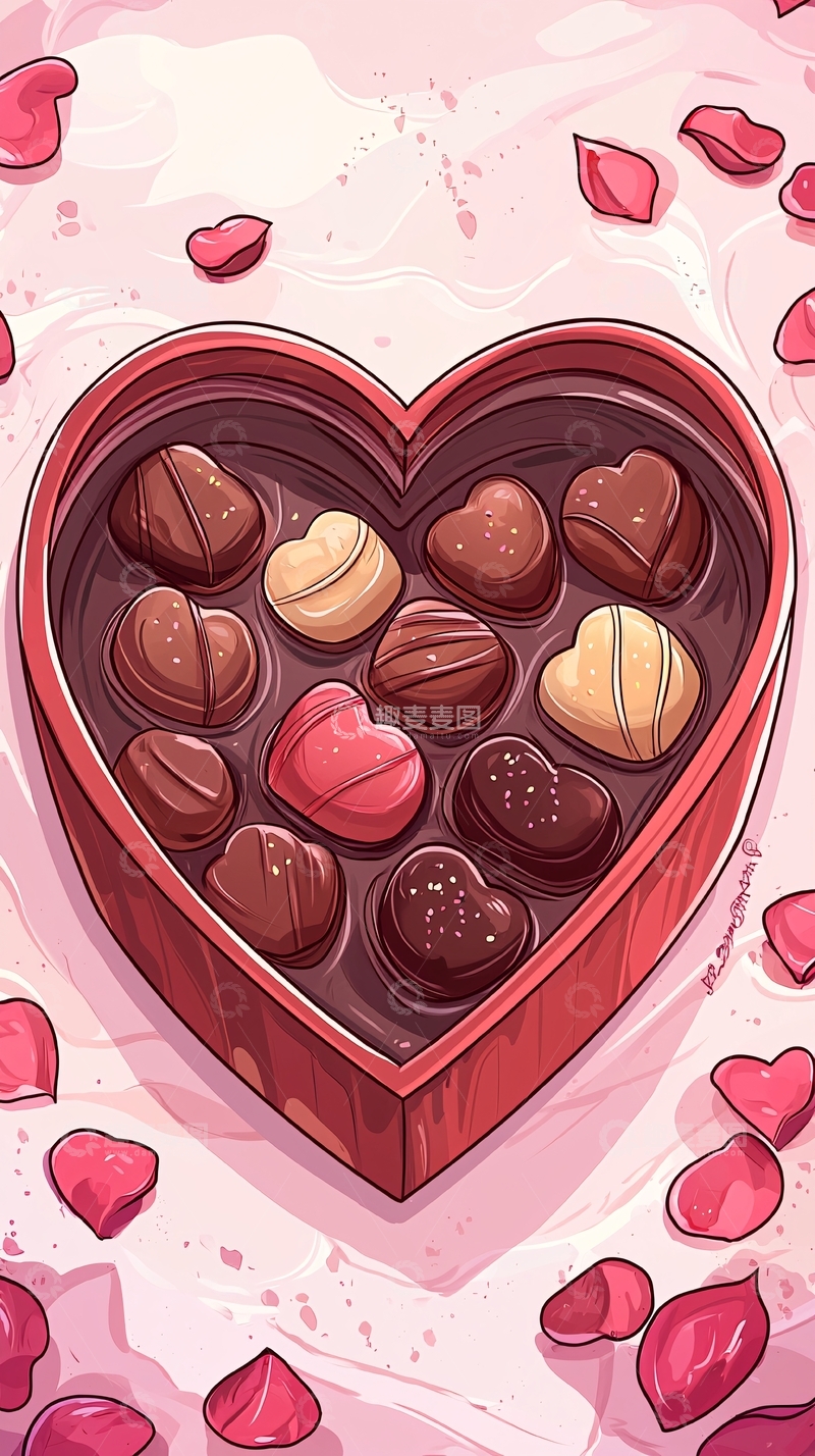 高清大图下载【趣麦麦图】爱心巧克力礼盒
