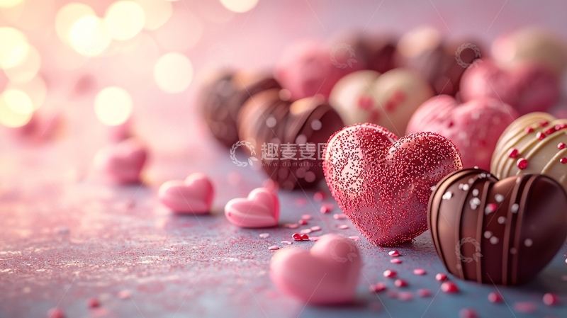 高清大图下载【趣麦麦图】粉色爱心巧克力