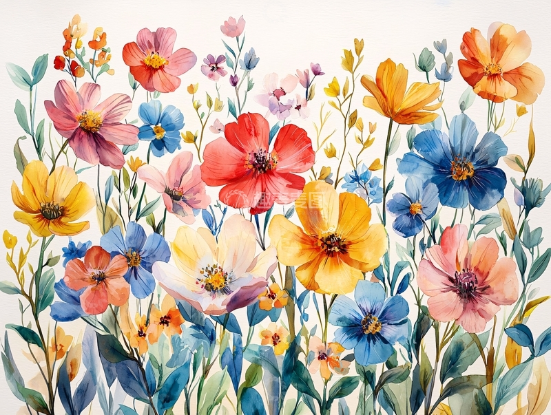 高清大图下载【趣麦麦图】水彩花卉背景图