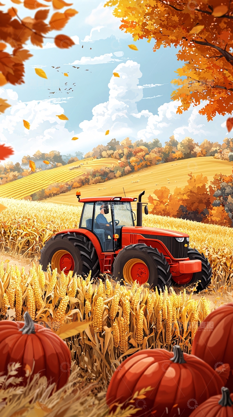 高清大图下载【趣麦麦图】秋收时节的田园风光
