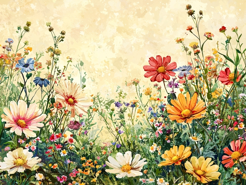 高清大图下载【趣麦麦图】野花田园风景画