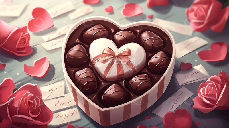 高清大图下载【趣麦麦图】心形巧克力礼盒