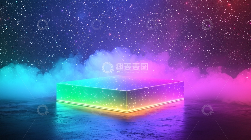 高清大图下载【趣麦麦图】炫彩霓虹灯立方体