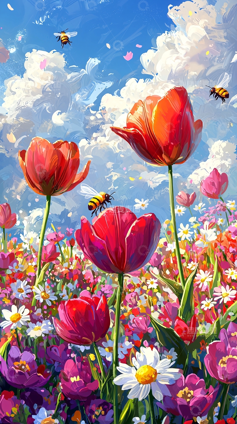 高清大图下载【趣麦麦图】郁金香花田