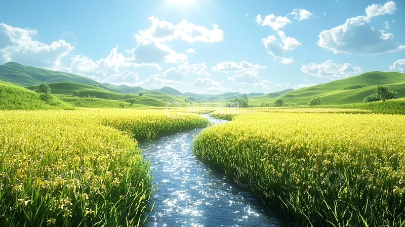 高清大图下载【趣麦麦图】阳光明媚的田园风光