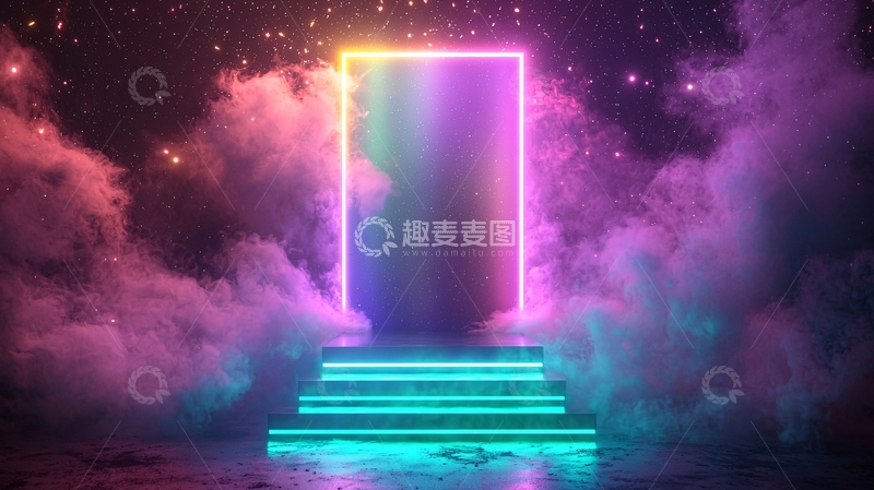 高清大图下载【趣麦麦图】梦幻霓虹彩虹门