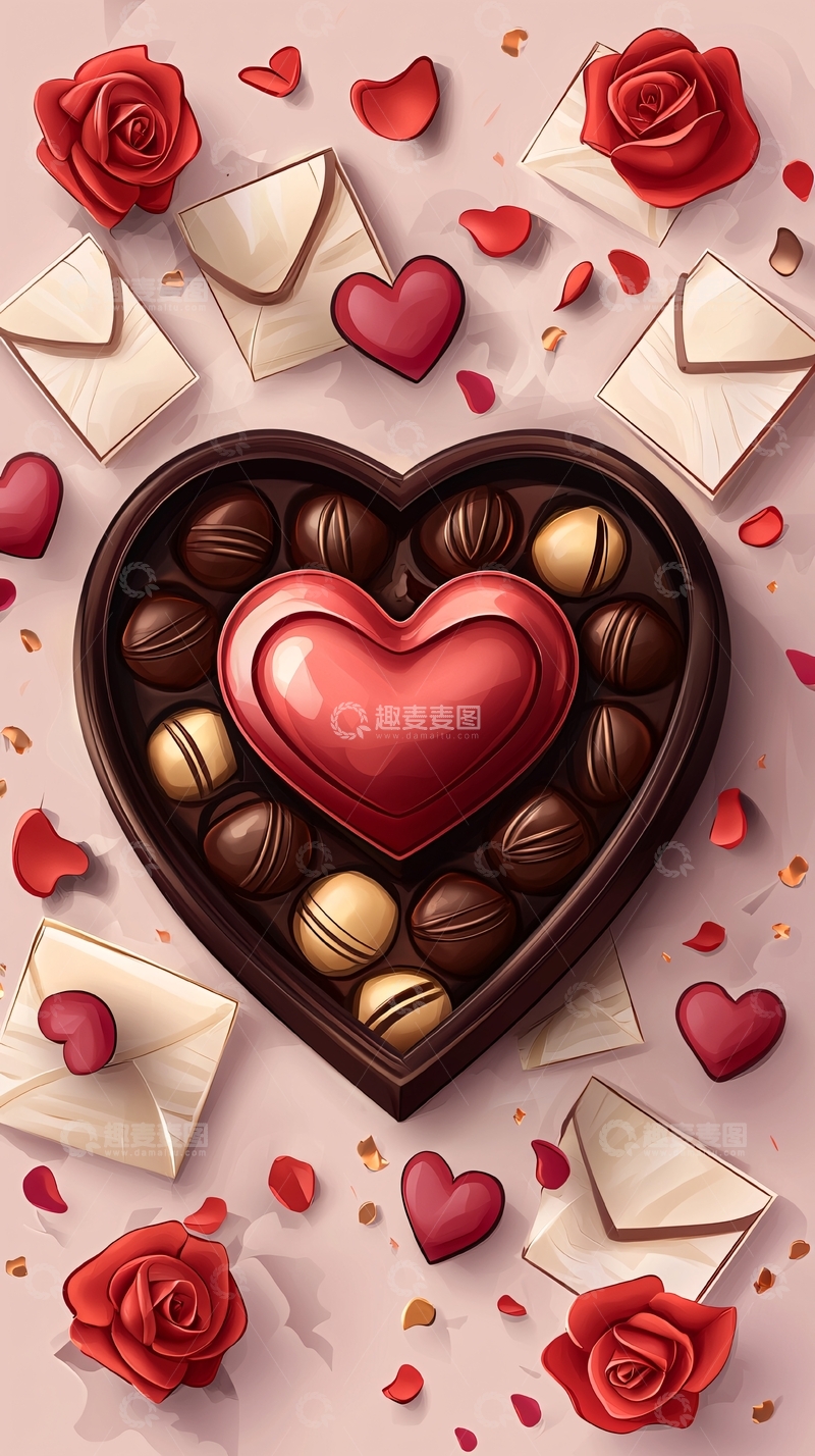 高清大图下载【趣麦麦图】爱心巧克力礼盒