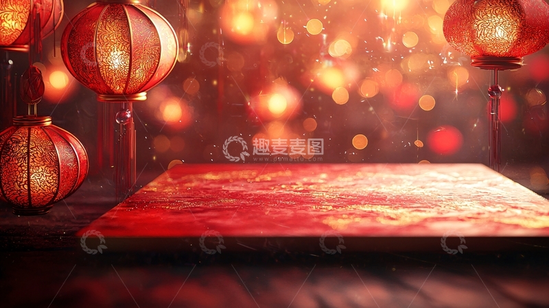 高清大图下载【趣麦麦图】红灯笼喜庆背景