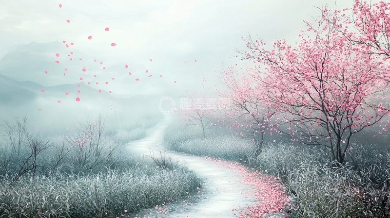 高清大图下载【趣麦麦图】梦幻粉色樱花小路