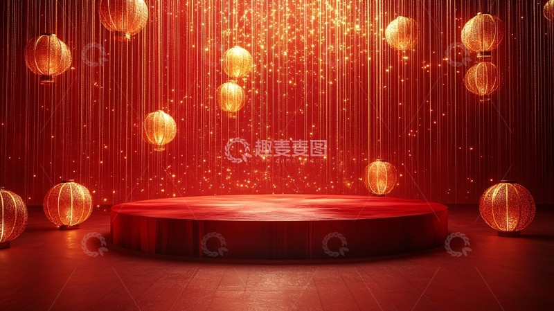 高清大图下载【趣麦麦图】红色喜庆圆形舞台