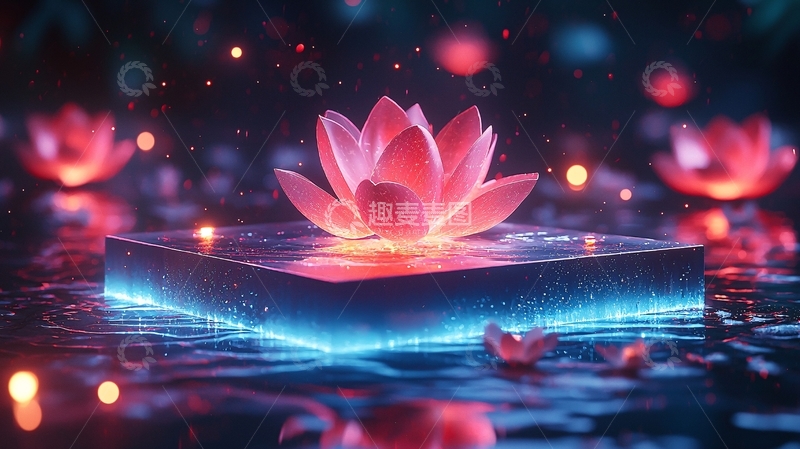 高清大图下载【趣麦麦图】发光莲花