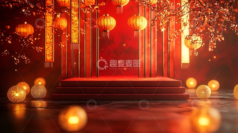 高清大图下载【趣麦麦图】红色喜庆中式背景