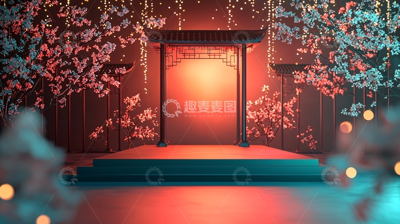 高清大图下载【趣麦麦图】中国风舞台背景