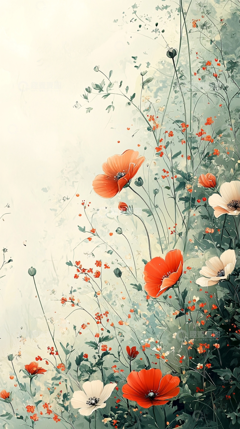 高清大图下载【趣麦麦图】手绘花卉壁纸