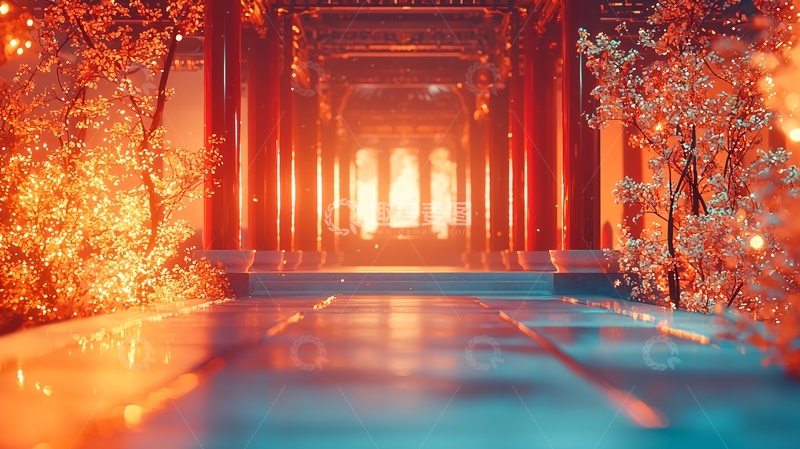 高清大图下载【趣麦麦图】红墙古建夜景