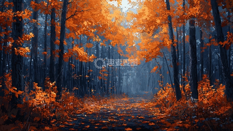 高清大图下载【趣麦麦图】秋季森林小路