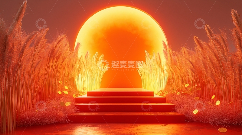 高清大图下载【趣麦麦图】极简风格日落场景