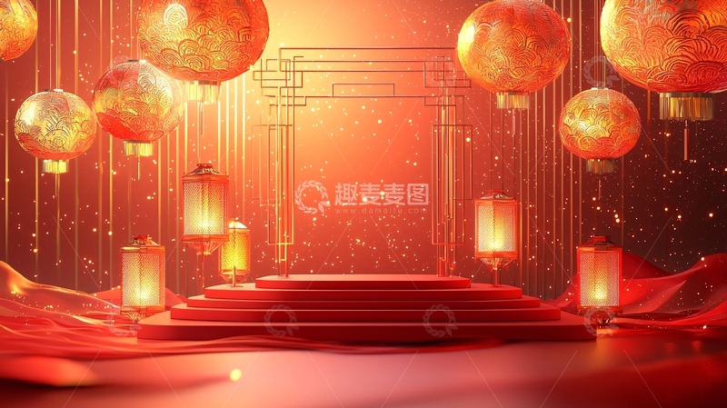 高清大图下载【趣麦麦图】红灯笼喜庆背景图
