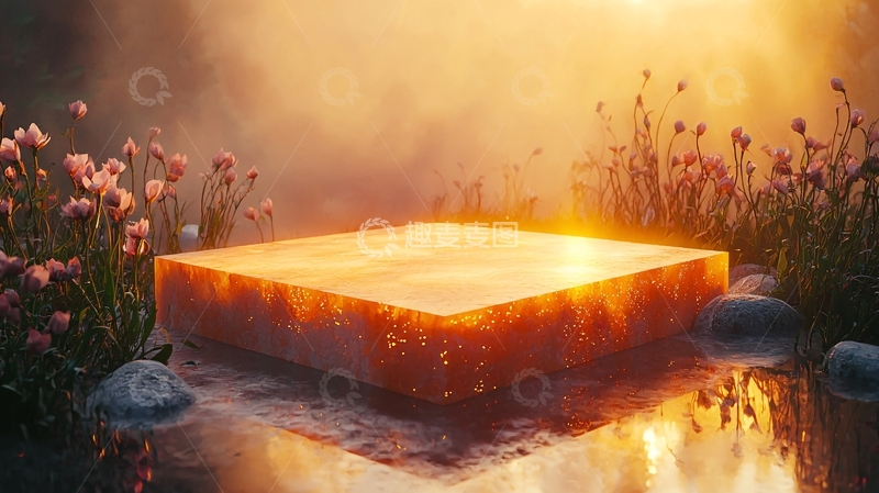 高清大图下载【趣麦麦图】橙色光芒正方体