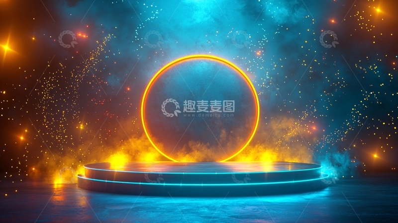 高清大图下载【趣麦麦图】蓝光火焰环形舞台