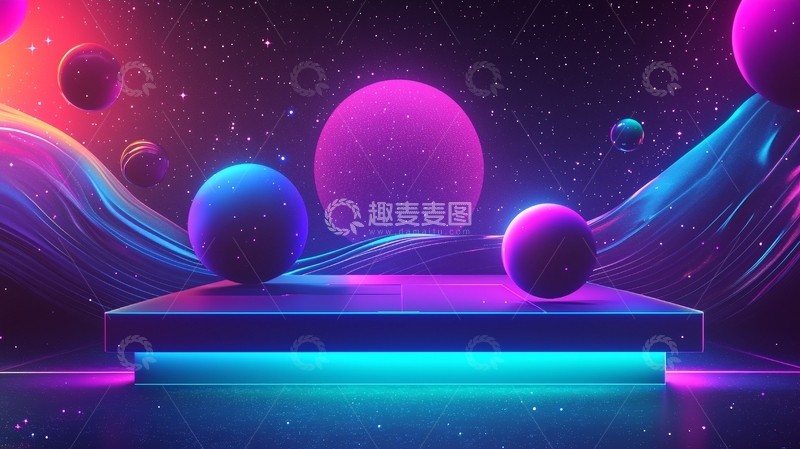 高清大图下载【趣麦麦图】霓虹光球舞台背景