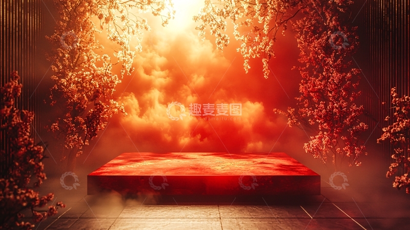 高清大图下载【趣麦麦图】红色氛围感空间