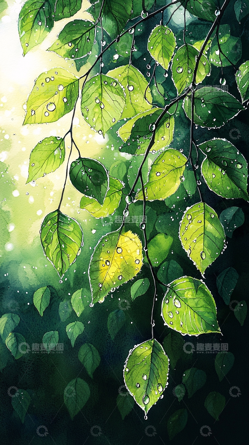 高清大图下载【趣麦麦图】雨后绿叶