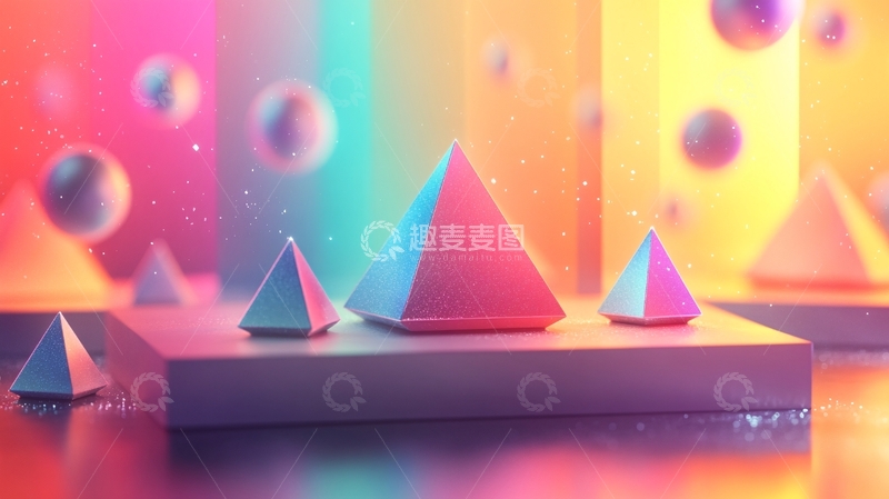 高清大图下载【趣麦麦图】彩色几何体抽象背景