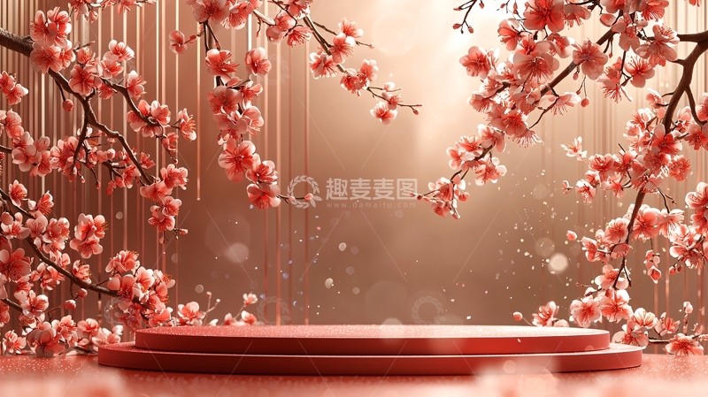 高清大图下载【趣麦麦图】樱花树下圆形舞台