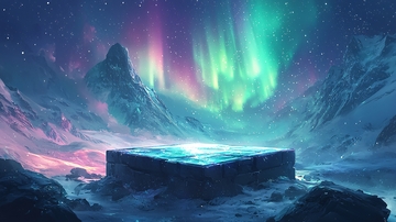 极光下的冰雪山脉