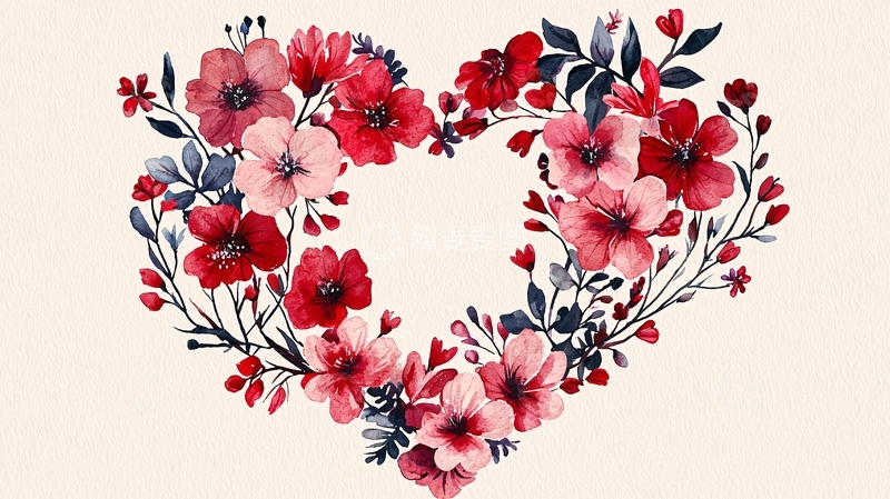 高清大图下载【趣麦麦图】爱心花环