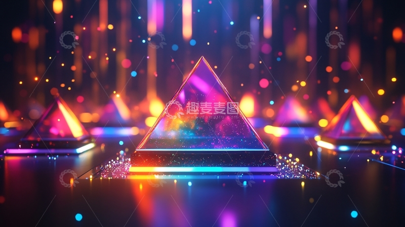 高清大图下载【趣麦麦图】炫彩霓虹三角形金字塔