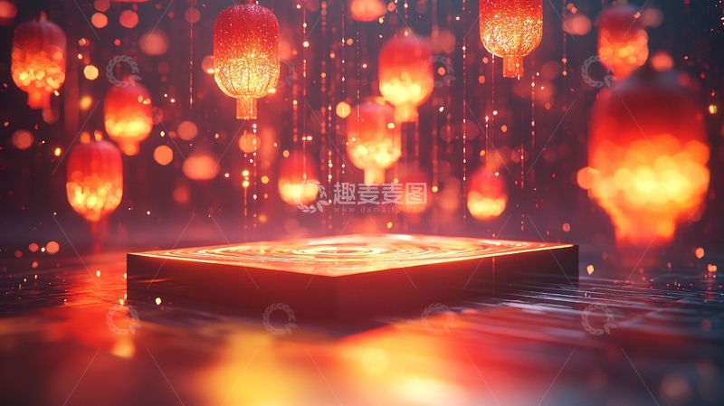 高清大图下载【趣麦麦图】雨中红灯笼