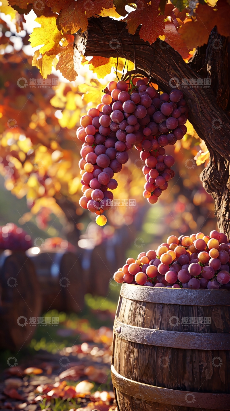 高清大图下载【趣麦麦图】秋天葡萄园丰收景象