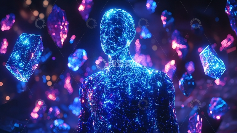 高清大图下载【趣麦麦图】蓝色能量人体