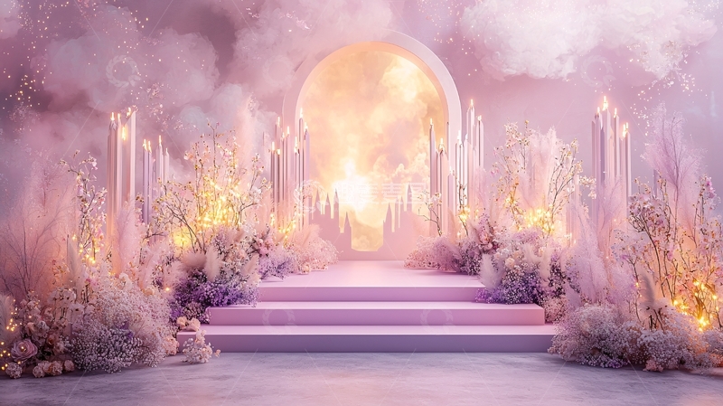 高清大图下载【趣麦麦图】梦幻紫色婚礼背景