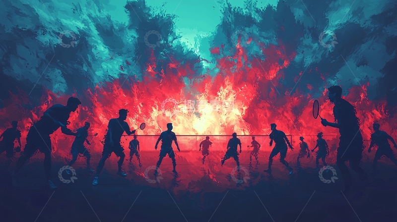 高清大图下载【趣麦麦图】火焰中的足球比赛