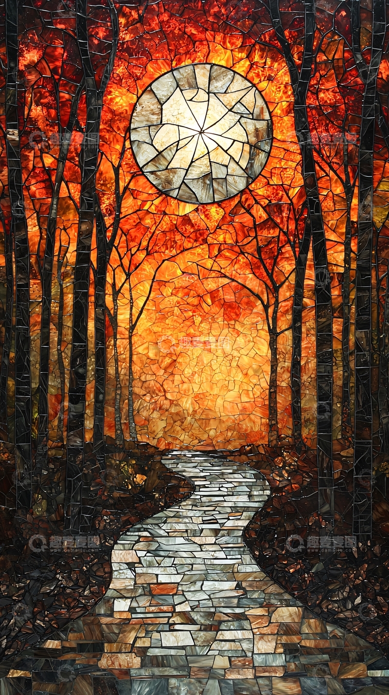高清大图下载【趣麦麦图】秋日森林马赛克画