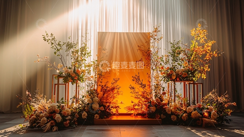 高清大图下载【趣麦麦图】金色背景婚礼仪式