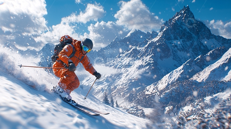 高清大图下载【趣麦麦图】雪山滑雪
