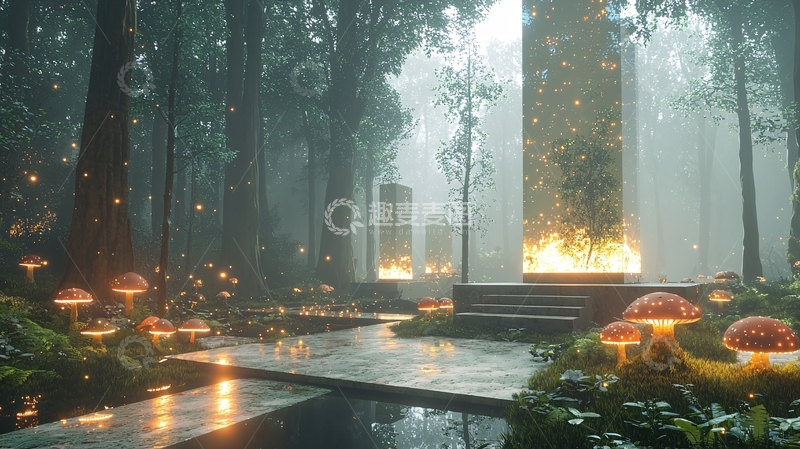 高清大图下载【趣麦麦图】雨中森林