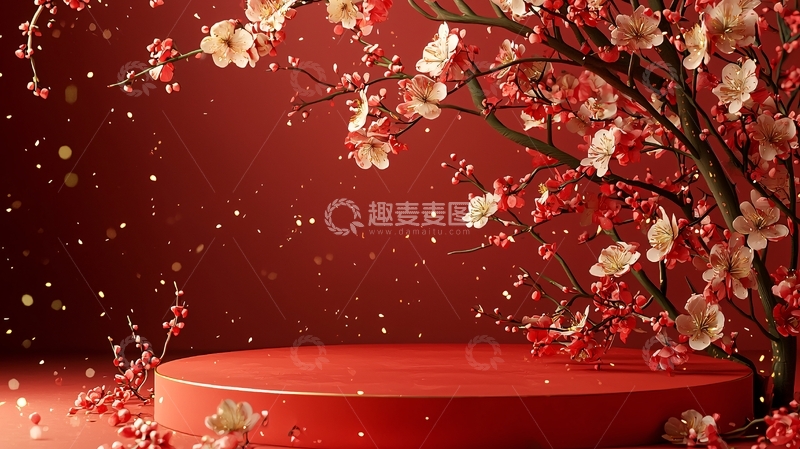 高清大图下载【趣麦麦图】红色圆形展台2