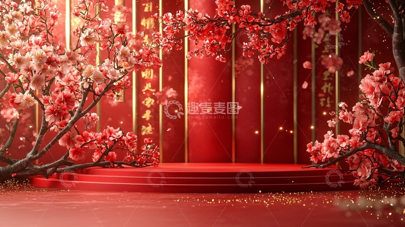 高清大图下载【趣麦麦图】新年红色背景2