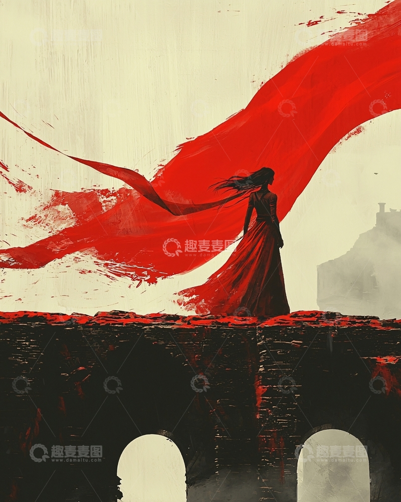 高清大图下载【趣麦麦图】红衣女子