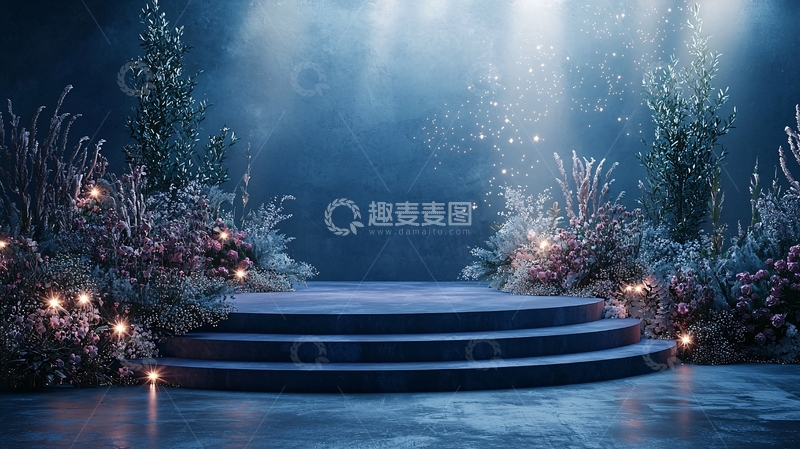 高清大图下载【趣麦麦图】梦幻蓝色冰雪舞台