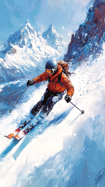 雪山滑雪运动员