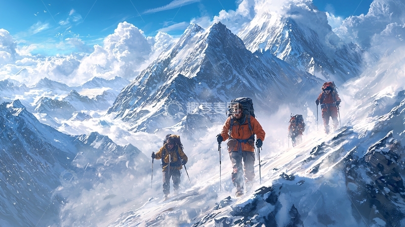 高清大图下载【趣麦麦图】雪山探险队