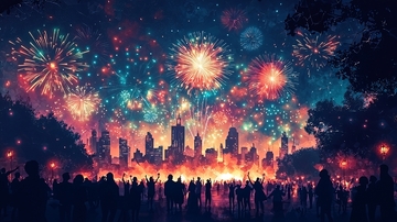 绚丽多彩的城市烟花