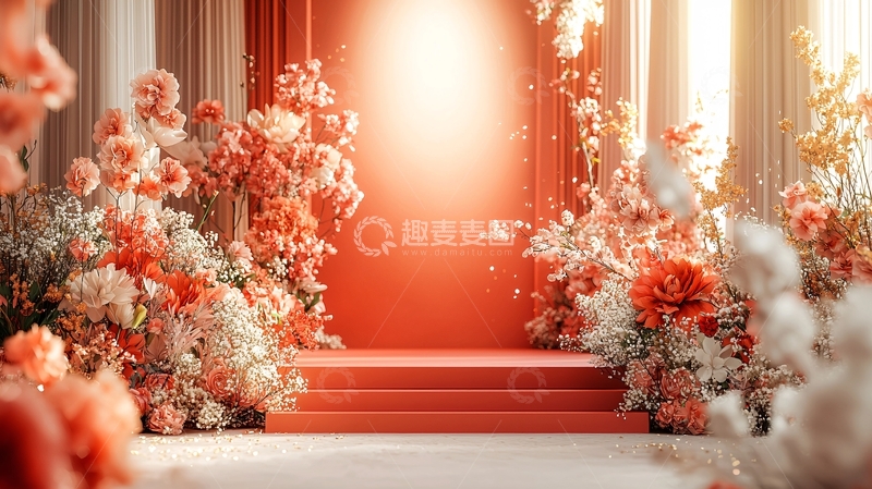 高清大图下载【趣麦麦图】珊瑚色花卉背景