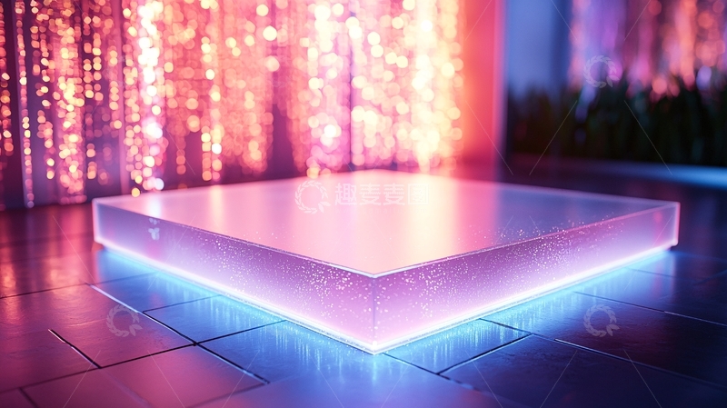 高清大图下载【趣麦麦图】炫彩霓虹灯下的发光平台